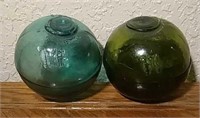 Pair of Antique Japanes Glass Fish Floats