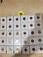 Display of BU Old Wheat Cents (30)