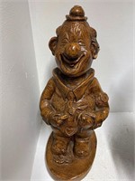 Vintage Wood Carved Clown Statue k