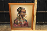 African Tribal Woman-Oil on Board Signed/Dated