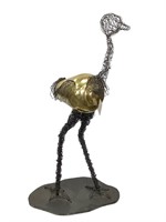 Brass & Wire Standing Bird Floor Sculpture 50" H