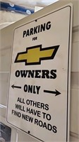 Parking for Chevrolet owners metal sign