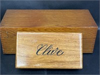 Wooden Filing Box & Tabacalera Cigar Wooden Box