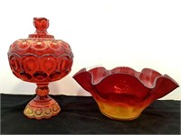 Pair of Amberina Glass Bowls
