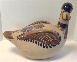 Tonala Mexican Ceramic Handpainted Duck, 13" x 13"