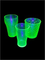 Uranium Vaseline Glass cup tumbler grouping