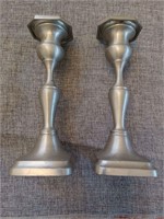 Lot of two  vintage  pewter  candle  sticks