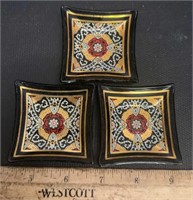 (3)TINY TEA BAG PLATES-ORIENTAL DESIGN