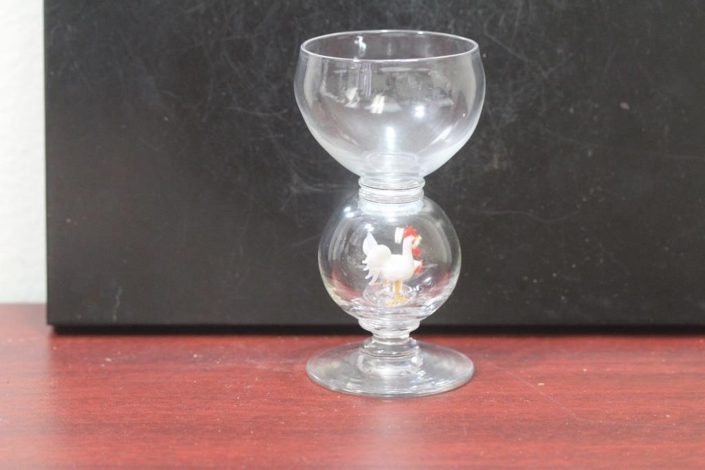 A Bimini Rooster Glass Goblet