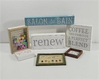 Shelf decor wood signs 7 Total