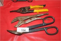 2 TIN SNIPS ONE IS CARTRIGHT, LOCKING PLIERS