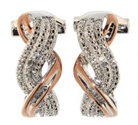 Two Tone Diamond Accented French Lock Earrings