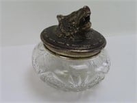 Crystal Cut Jar Sterling, Copper & Bronze Bear Lid