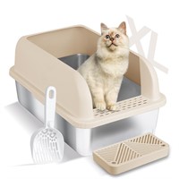Chenove Extra Large Stainless Steel Cat Litter Box