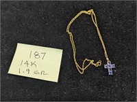 14k Gold 1.9g Cross Necklace
