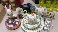 Group lot of Easter China including two rabbit