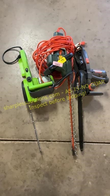 Electric chainsaws and hedge trimmer