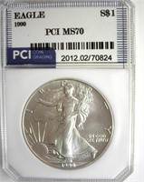 1990 Silver Eagle MS70 LISTS $3850