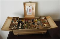 Lot #3515 - Flip top jewelry box and contents