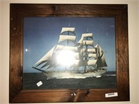 Framed Sailing Ship Print 17 x 14