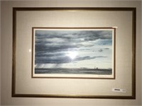 Signed Peter Hurd Print 21 x 15.5  Storm on the