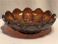 Mid-Century "Holly & Berries" Amethyst Glass Bowl