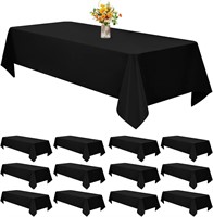 12 Pack Black Tablecloth 90x132 Inch Black