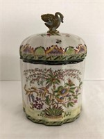 Chinese Pottery Jar with Brass Swan Finial