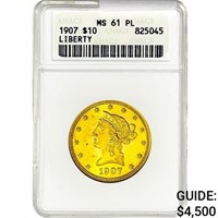 1907 $10 Gold Eagle ANACS MS61 PL