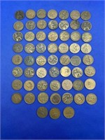 59 Great Britain Halfpenny Coins