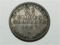 OF) 1857 A Prussia silver 2.5 groschen