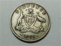 OF) 1951 Australia silver six pence