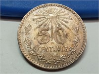 OF) Nice 1944 Mexico silver 50 centavos