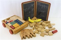 Vintage Chalkboard & Wooden Blocks/Puzzle