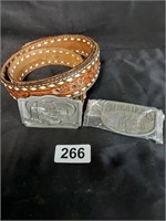 Leather Belt and 2 Buckles