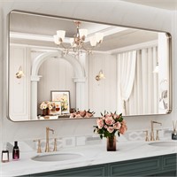 LOAAO 72X40 Inch Brushed Nickel Bathroom Mirror