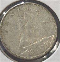 Silver 1968 Canadian dime