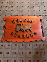 Nelson Stables wooden sign 29 x 19 inches