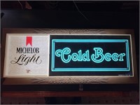 Michelob light Cold Beer light-up sign 33 x 14