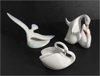 3 HOLLOHAZA HANDPAINTED PORCELAIN BIRD FIGURINES