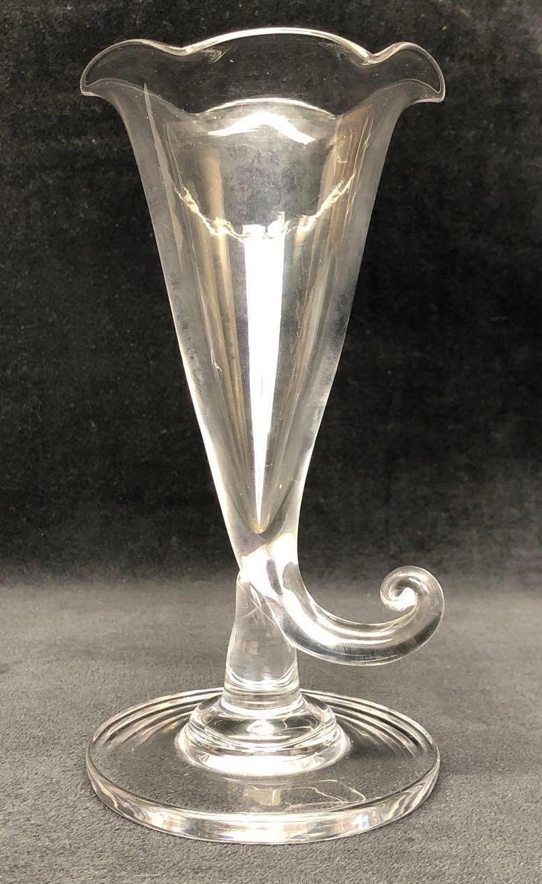 MCM Vintage Glass Cornucopia Vase