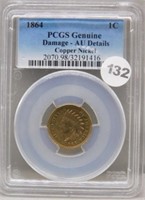 1864 PCGS Genuine Damage - AU Details,