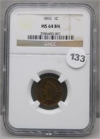 1892 NGC MS64BN Indian Head Cent.
