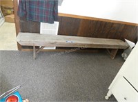8' long wood bench - worn