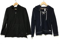 Two ladies pull over hooded shirts  - size L & Xl
