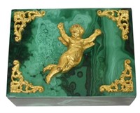 ORMOLU-MOUNTED GREEN MALACHITE BOX