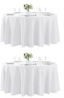 Two round white table cloths approx 8-9ft diam