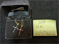 14k Gold 2.8g Necklaces with Rubies and Sapphires