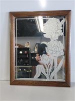 Mirror w/ Flower Decor 22.5in X 18.5in