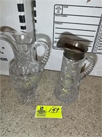 CUT GLASS PITCHERS ONE WITH STERLING